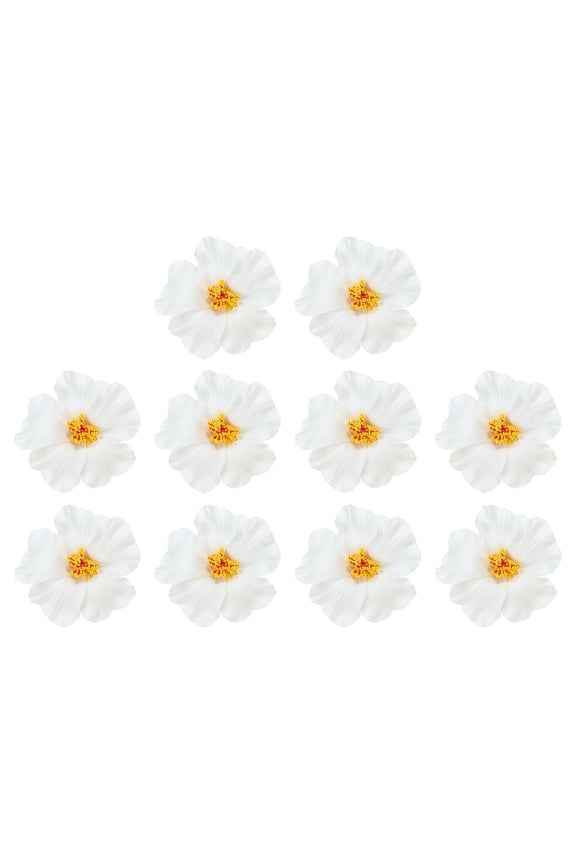 Hawaiian Hibiscus Flowers Artificial Flowers Hair Clip DIY Foam Hibiscus Flower White 10 Pack