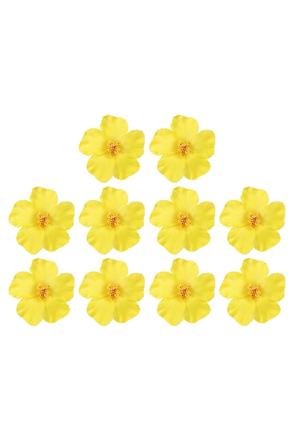 Hawaiian Hibiscus Flowers Artificial Flowers Hair Clip DIY Foam Hibiscus Flower Yellow 10 Pack