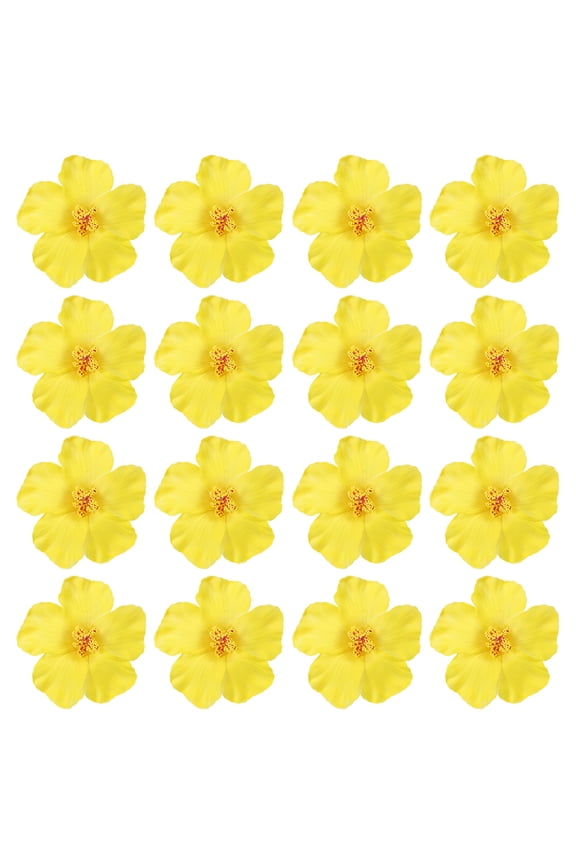 Hawaiian Hibiscus Flowers Artificial Flowers Hair Clip DIY Foam Hibiscus Flower Yellow 16 Pack