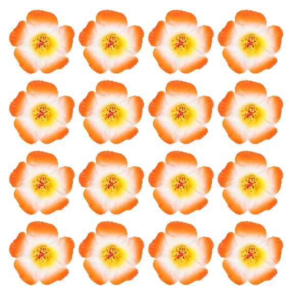 Uxcell Hawaiian Hibiscus Flowers, Artificial Flowers Hair Clip DIY Foam Hibiscus Flower for Tabletop Decoration Party Supplies White/Orange