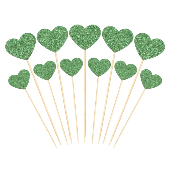 Uxcell Heart Cupcake Toppers, Heart Cupcake Picks Birthday Cake Decorations, Gold 50 Pcs