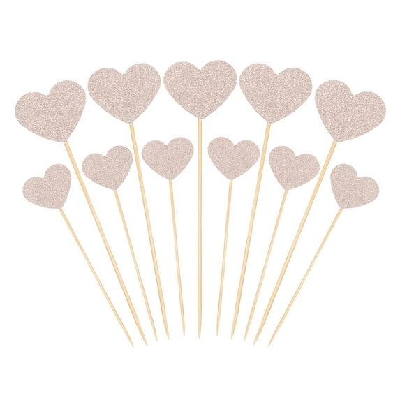 Uxcell Heart Cupcake Toppers, Heart Cupcake Picks Birthday Cake Decorations, Gold 50 Pcs