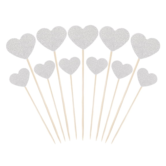 Uxcell Heart Cupcake Toppers, Heart Cupcake Picks Birthday Cake Decorations, Gold 50 Pcs