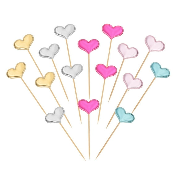Uxcell Heart Cupcake Toppers Love Heart Cake Toppers Mini Cupcake Picks, Fit for Birthday Party Cake Decorations Multicolor