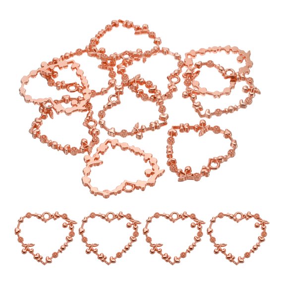 Uxcell Heart Flower Shape Alloy Open Back Bezel Pendants DIY Hollow Frame, Light Gold 10 Pack