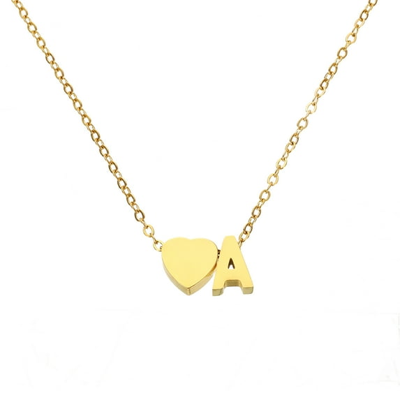 Uxcell Heart Initial Necklaces for Women, Alphabet Pendant Dainty Letter Necklace with Box and Card Letter A Gold