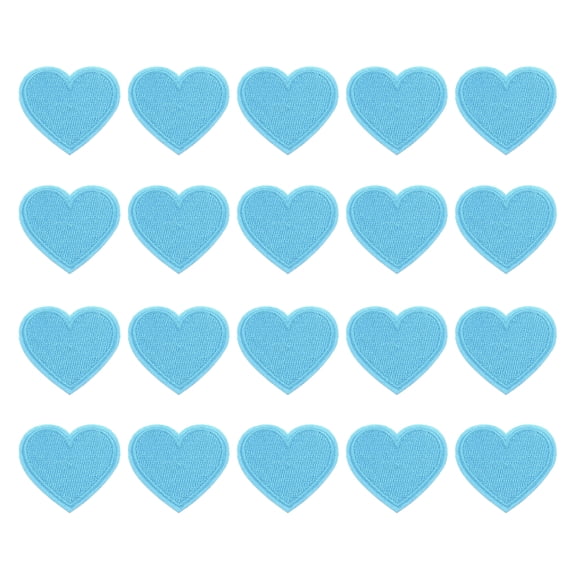 Uxcell Heart Iron-on Patches, 20 Pcs Sew on Heart Embroidered Patches Appliques Embellishments for Clothing Jackets Hat Backpack Repairing Decorations, Bright Blue, 1.6" x 1.4"