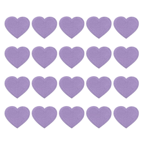 Uxcell Heart Iron-on Patches, 20 Pcs Sew on Heart Embroidered Patches Appliques Embellishments for Clothing Jackets Hat Backpack Repairing Decorations, Light Purple, 1.6" x 1.4"