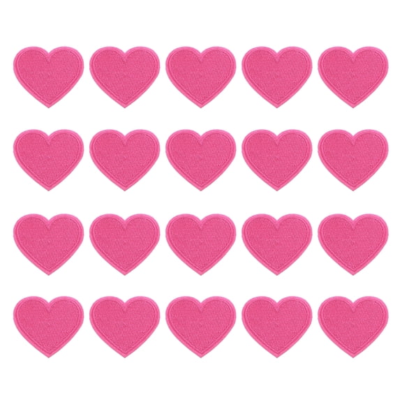 Uxcell Heart Iron-on Patches, 20 Pcs Sew on Heart Embroidered Patches Appliques Embellishments for Clothing Jackets Hat Backpack Repairing Decorations, Rose Red, 1.6" x 1.4"