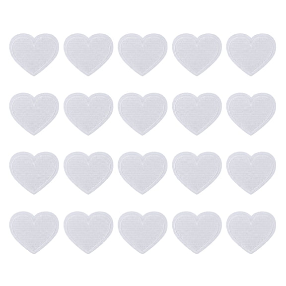 Uxcell Heart Iron-on Patches, 20 Pcs Sew on Heart Embroidered Patches Appliques Embellishments for Clothing Jackets Hat Backpack Repairing Decorations, White, 1.6" x 1.4"