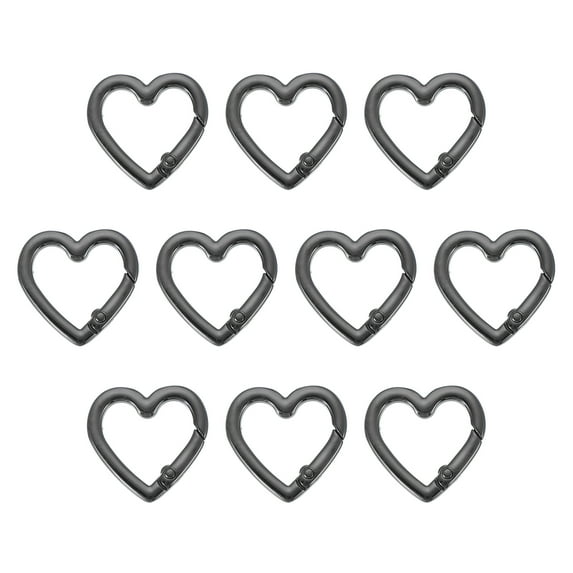 Uxcell Heart Keychain Clip, Heart Key Ring Snap Hook Clip Zinc Alloy Trigger Spring Buckle Black 1.02" x 0.71"