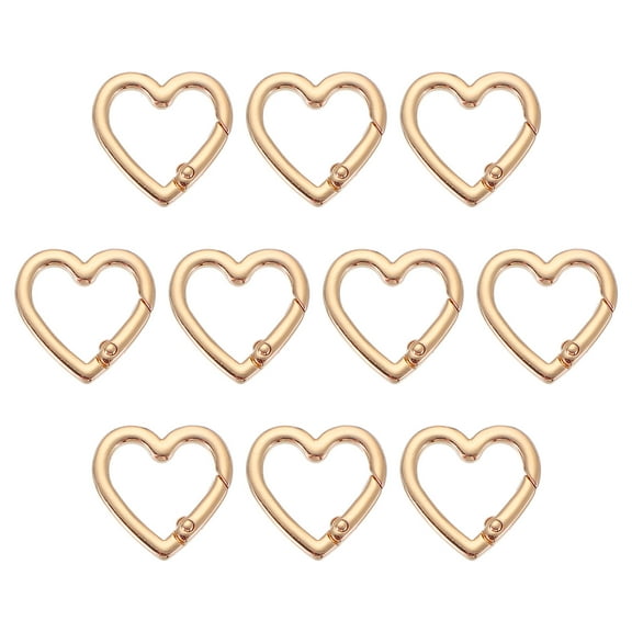 Uxcell Heart Keychain Clip, Heart Key Ring Snap Hook Clip Zinc Alloy Trigger Spring Buckle Light Gold 1.02" x 0.71"
