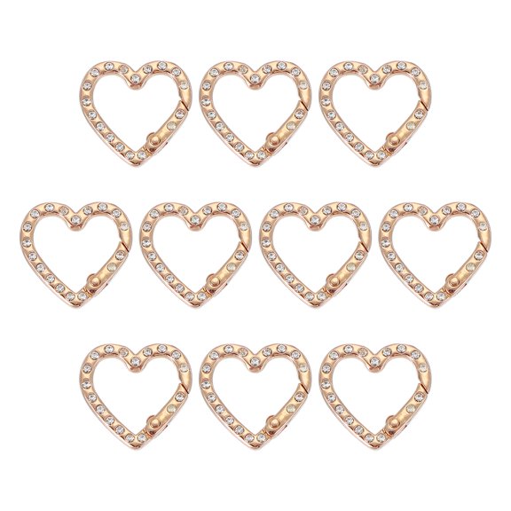 Uxcell Heart Keychain Clips, Crystal Heart Key Ring Snap Hook Clip Zinc Alloy Trigger Spring Buckle Light Gold