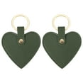 thumbnail image 1 of Uxcell Heart Leather Keychains Leather Key Fobs with Key Rings Keychain Holder for Wedding Gifts Green 2 Pack, 1 of 6