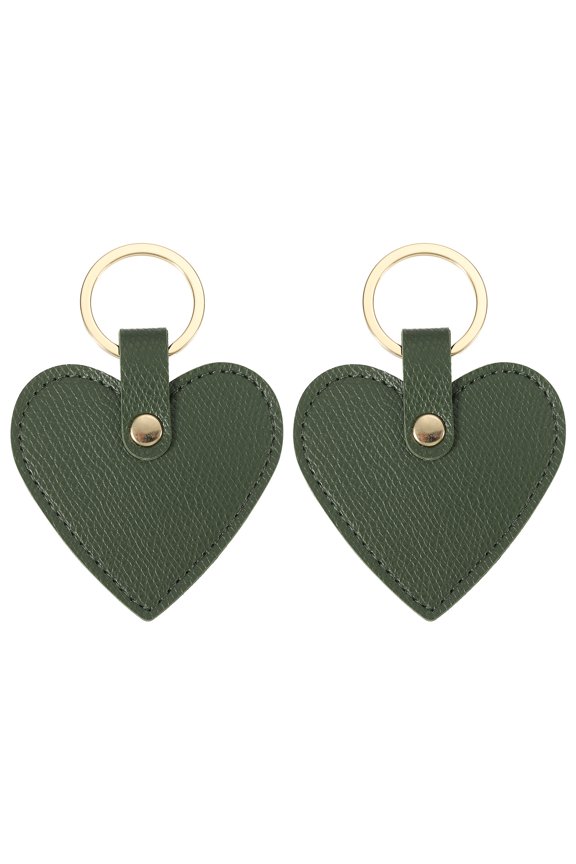 Heart Leather Keychains Leather Key Fobs with Key Rings Keychain Holder for Wedding Gifts Green 2 Pack