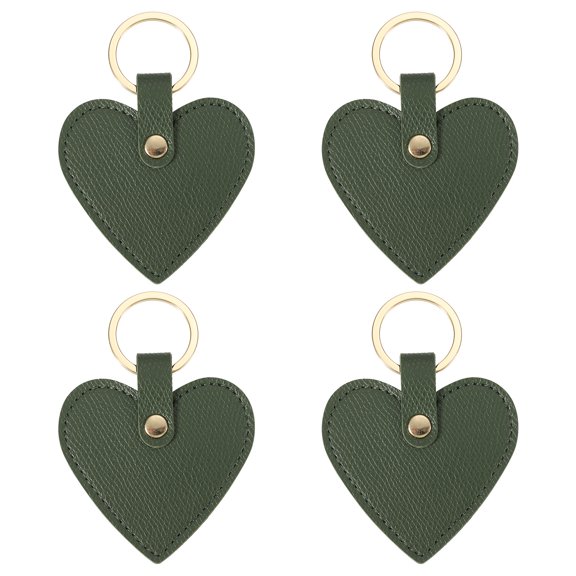 Uxcell Heart Leather Keychains Leather Key Fobs with Key Rings Keychain Holder for Wedding Gifts Green 4 Pcs