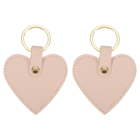 Uxcell Heart Leather Keychains Leather Key Fobs with Key Rings Keychain Holder for Wedding Gifts Pink 2 Pack