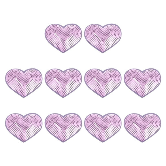 Uxcell Heart Patches for Clothes, Sequin Heart Iron Embroidered on Decorative for Holes Hats Jeans Repair Bags DIY Craft Purple