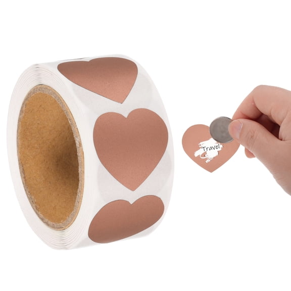 Uxcell Heart Scratch Off Stickers Label Self-Adhesive Heart-Shaped Labels for DIY Scraping Award Festival Party Wedding Rose Gold