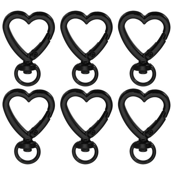 Uxcell Heart Shape Swivel Buckles, Zinc Alloy Spring Snap Keychain Clip Hanging Snap Hooks for DIY Crafts Key Chains Bag Purse Black