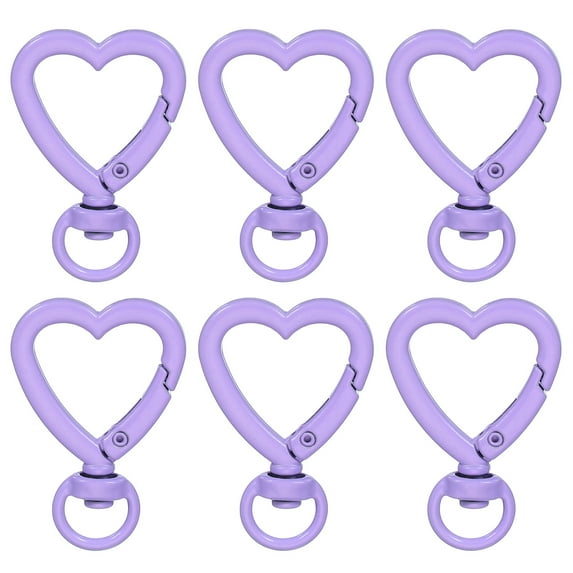 Uxcell Heart Shape Swivel Buckles, Zinc Alloy Spring Snap Keychain Clip Hanging Snap Hooks for DIY Crafts Key Chains Bag Purse Purple