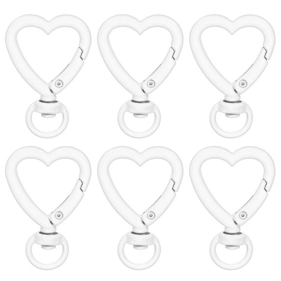 Uxcell Heart Shape Swivel Buckles, Zinc Alloy Spring Snap Keychain Clip Hanging Snap Hooks for DIY Crafts Key Chains Bag Purse White