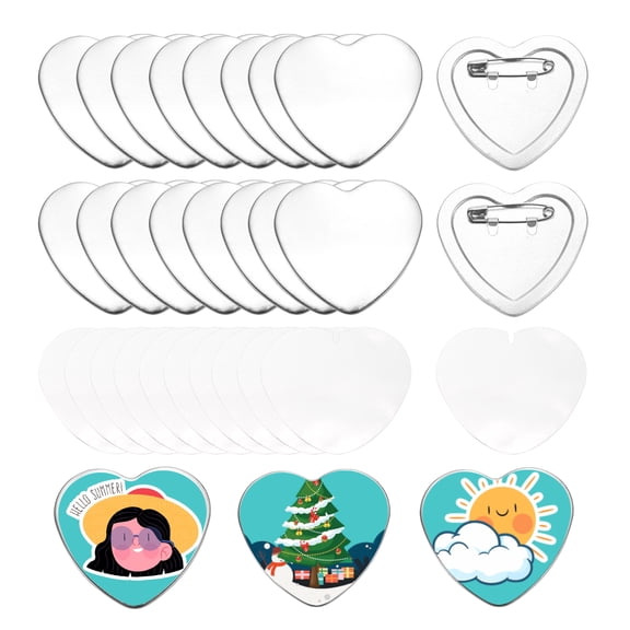 Uxcell Heart-Shaped Blank Buttons Pin Badges Button Sewing Pin Press Button Maker Machine Metal Silver