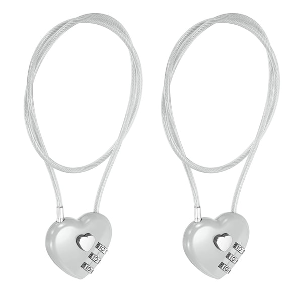 Uxcell Heart Shaped Combination Padlock (19.7 Inch, Grey)(2), 3-Digit Combo Padlock Love Locks with Steel Wire Rope, Suit for Gym Locker/Fence/Luggage/Storage/Backpack/Toolbox/Cabinets