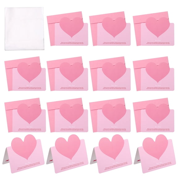 Uxcell Heart Shaped Greeting Card with Envelope 24 Set, (5.4 x 3.9-Inch, Light Pink/Pink), Foldable Best Wishes Note Card, Great for Friends Anniversary Wedding Party