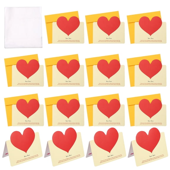 Uxcell Heart Shaped Greeting Card with Envelope 24 Set, (5.4 x 3.9-Inch, Yellow/Yellow), Foldable Best Wishes Note Card, Great for Friends Anniversary Wedding Party
