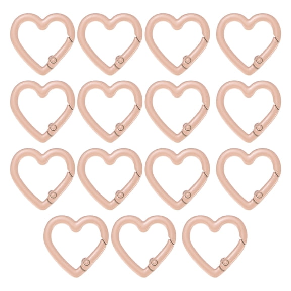 Uxcell Heart Shaped Hook Clip [15 Pack] - Keychain Clip Spring Snap Hook [Pink/Aluminum Alloy]