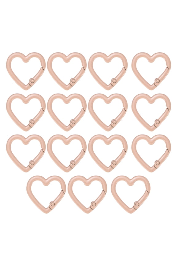 Heart Shaped Hook Clip [15 Pack] - Keychain Clip Spring Snap Hook [Pink/Aluminum Alloy]
