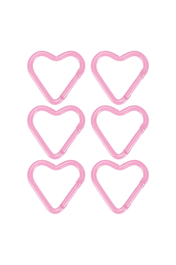 Heart Shaped Hook Clip [6 Pack] - Keychain Clip Spring Snap Hook [Light Pink/Aluminum Alloy]