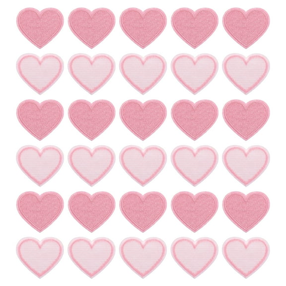 Uxcell Heart Shaped Iron on Patches Embroidered Iron On Transfer Patch for Clothing Jackets Pink 30PCS 1.57"x1.37"