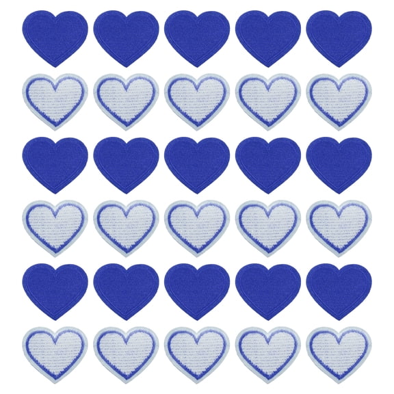 Uxcell Heart Shaped Iron on Patches Embroidered Iron On Transfer Patches for Clothing Repair Dark Blue 30PCS 1.57"x1.37"