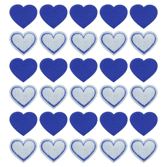 Uxcell Heart Shaped Iron on Patches Embroidered Iron On Transfer Patches for Clothing Repair Dark Blue 30PCS 1.57"x1.37"