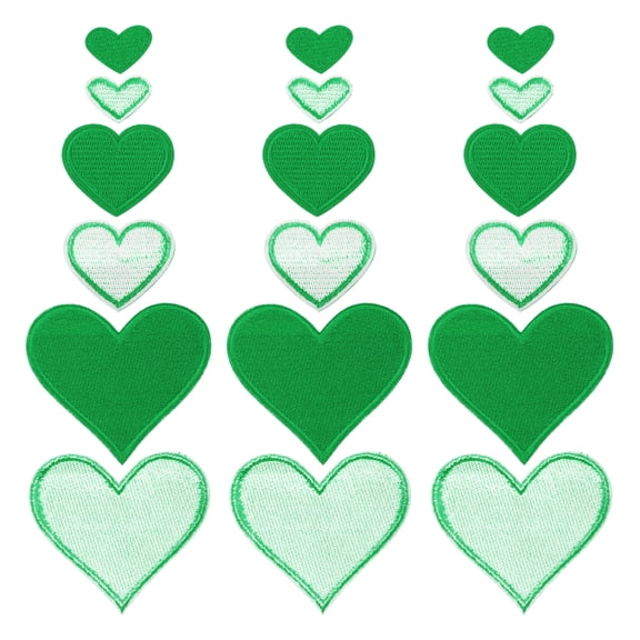 Uxcell Heart Shaped Iron on Patches 2.5/4/7x2/3.5/6.8cm Embroidered Sew Patches Appliques Garment Embellishments for Clothing Repair Backpack Shoes Decoration Dark Green 30Pcs