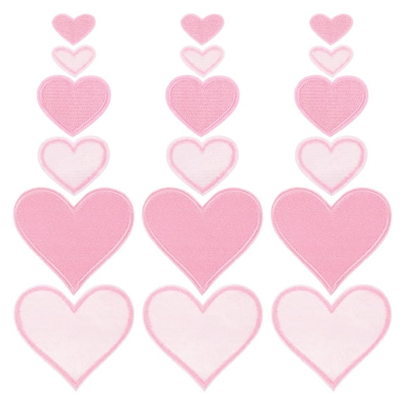 Uxcell Heart Shaped Iron on Patches 2.5/4/7x2/3.5/6.8cm Embroidered Sew Patches Appliques Garment Embellishments for Clothing Repair Backpack Shoes Decoration Pink 30Pcs