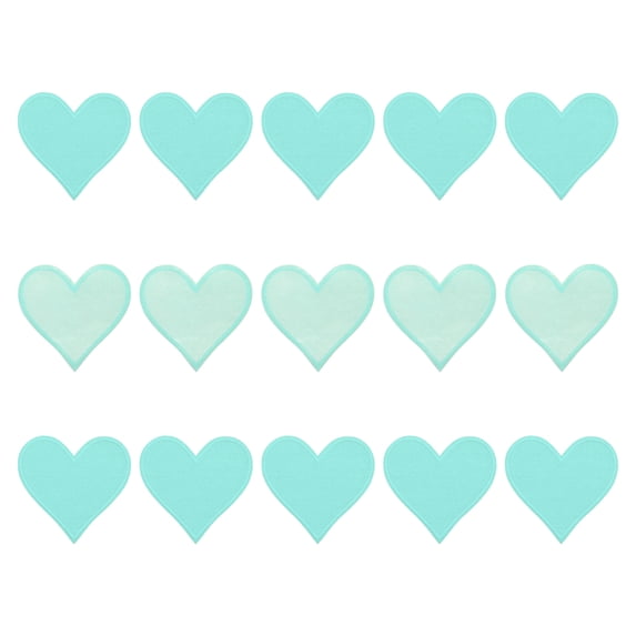 Uxcell Heart Shaped Iron on Patches Light Blue Embroidered Patches 15Pcs 2.8"x2.7"