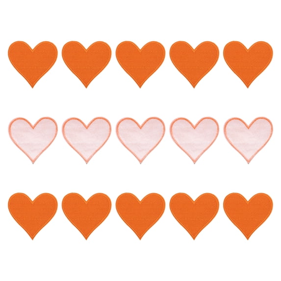 Uxcell Heart Shaped Iron on Patches Orange Embroidered Applique Patches for Clothing Repairing 15PCS 2.8"x2.7"