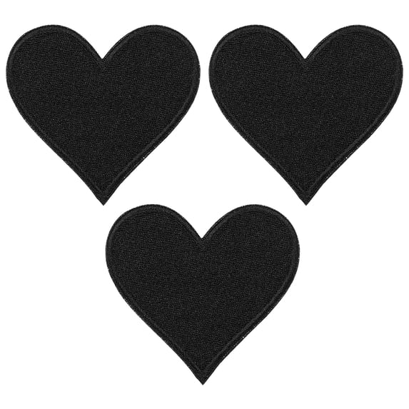 Uxcell Heart Shaped Iron-on Patches for Clothing Packaging Gifts Clothing Home Textiles Black 3 Pcs