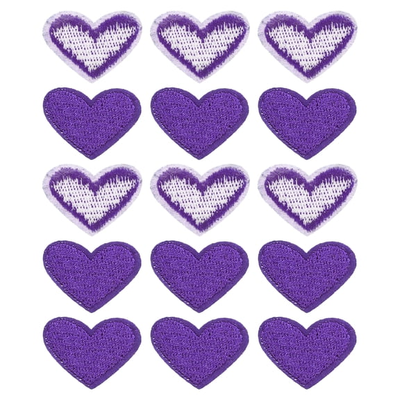 Uxcell Heart Shaped Patches Rose Pink Embroidered Sew on Love Applique Patches 15 Pack Dark Purple