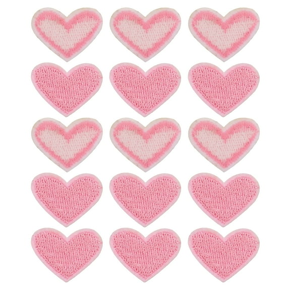 Uxcell Heart Shaped Patches Rose Pink Embroidered Sew on Love Applique Patches 15 Pack Pink
