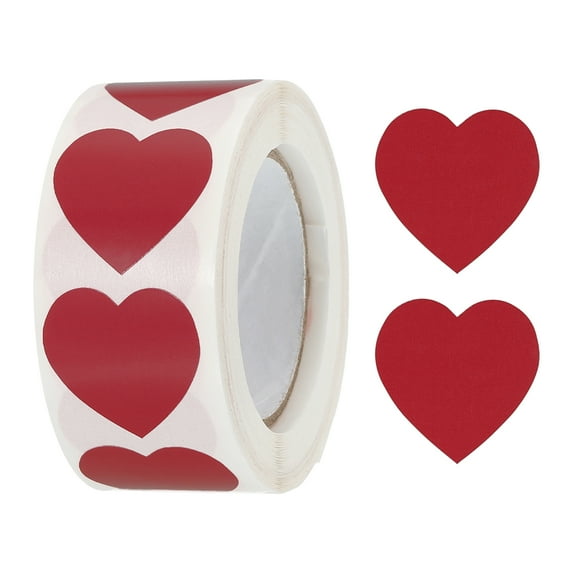 Uxcell Heart Shaped Sticker 1 Inch Self Adhesive Love Label for Valentine Day, Burgundy 500 Pcs