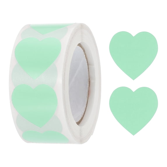 Uxcell Heart Shaped Sticker 1 Inch Self Adhesive Love Sticker Label for Valentine Day, Light Green 500 Pcs