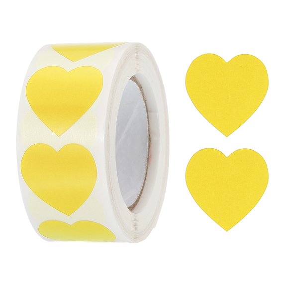 Uxcell Heart Shaped Sticker 1 Inch Self Adhesive Love Sticker Label for Valentine Day, Yellow 500 Pcs