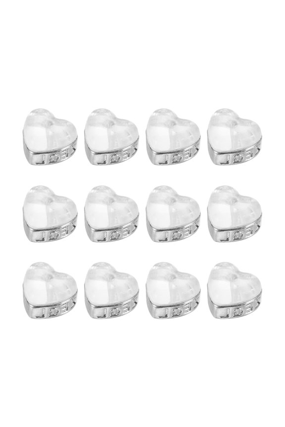 Heart Silicone Earring Backs, Soft Earring Back Stopper Secure Replacements with Plated for Studs Droopy Ears (Love Style, Silver Tone, Pack of 12)