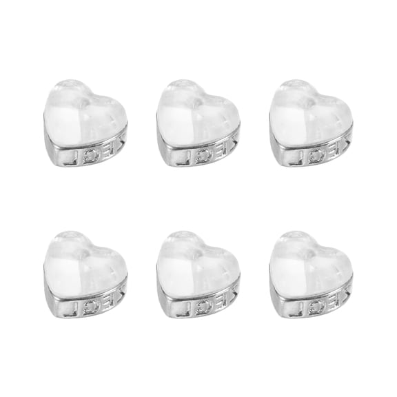 Uxcell Heart Silicone Earring Backs, Soft Earring Back Stopper Secure Replacements with Plated for Studs Droopy Ears (Love Style, Silver Tone, Pack of 6)