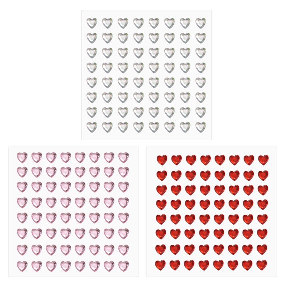Uxcell Heart Stickers, Self Adhesive Acrylic Heart Rhinestones Jewel Sticker for Crafting Decor Makeup DIY White/Light Red/Red