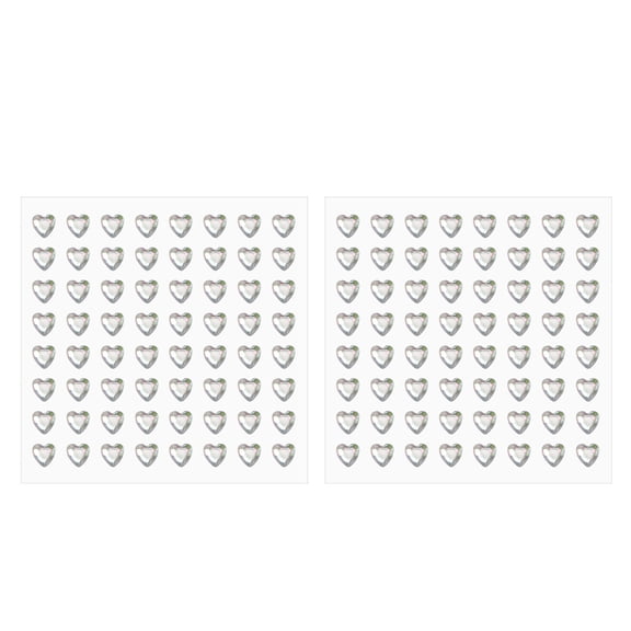 Heart Stickers, Self Adhesive Acrylic Heart Rhinestones Jewel Stickers for Crafting Grey 2 Sheet